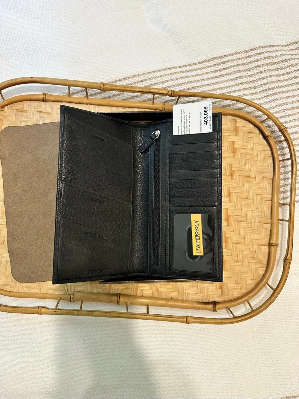 Leatherology Black Leather Document & Card Holder Wallet (w/ DWE emboss)